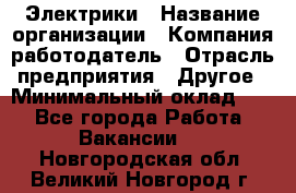 Электрики › Название организации ­ Компания-работодатель › Отрасль предприятия ­ Другое › Минимальный оклад ­ 1 - Все города Работа » Вакансии   . Новгородская обл.,Великий Новгород г.